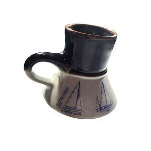 Feltman Langer mug  nautical vintage wide base Porcelain Boat Design Cup 70s